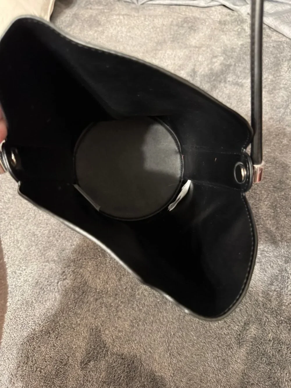 Calvin Klein Black Faux Leather Bucket Bag Silver Hardware CK - Picture 5 of 6